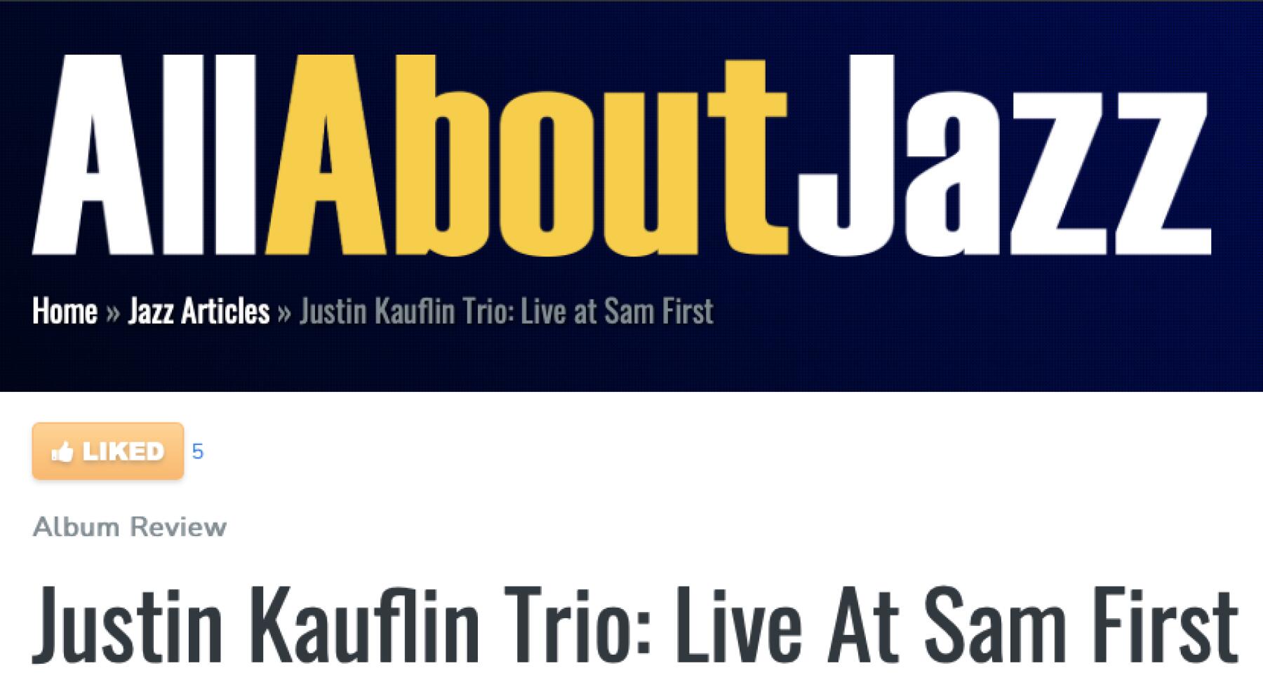Wonderful Justin Kauflin review from AllAboutJazz.com